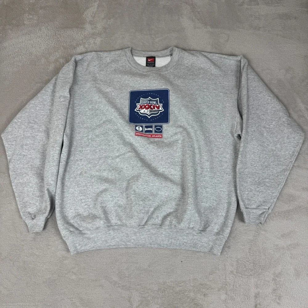 VTG Nike NFL Super Bowl 2000 Atlanta Georgia‎ Sweatshirt Mens XL Gray Preowned